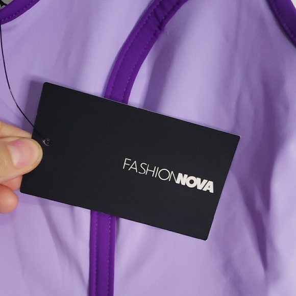 Fashion Nova Let's Go Romper Purple Combo Athletic Dress Medium NWT - Picture 6 of 13